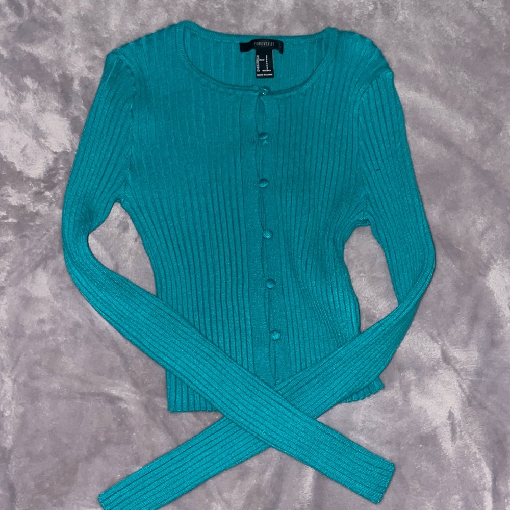 Turquoise Button Sweater